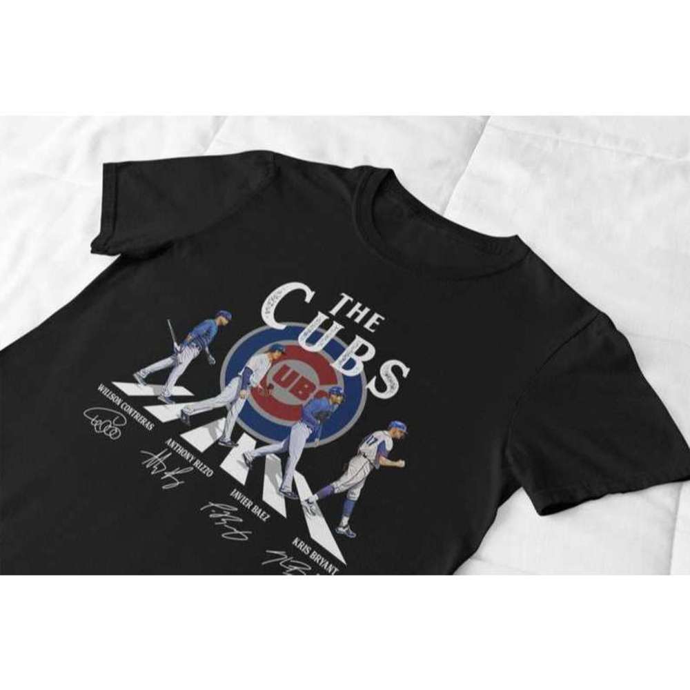 Chicago Cubs Walking Abbey Road Signatures Baseball Team T Shirt
